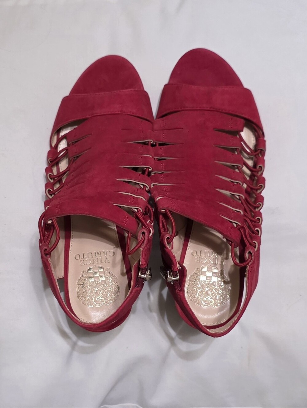 NEW Vince Camuto Red Suede Cutout Slingback Sandals